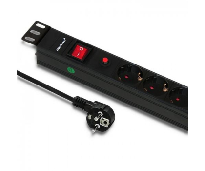 Listwa zasilająca Qoltec RACK 19" 1U PDU CB - 6 gniazd, 2m, SCHUKO